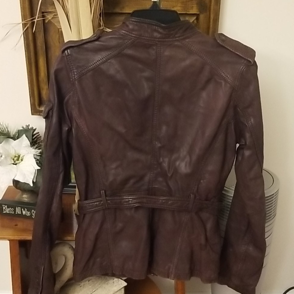 Maze deep burgundy leather jacket - Picture 6 of 8